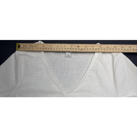 J. Crew White Cotton Minimalist Boho Beach Front Knot V Neck Blouse Small - Picture 6 of 13